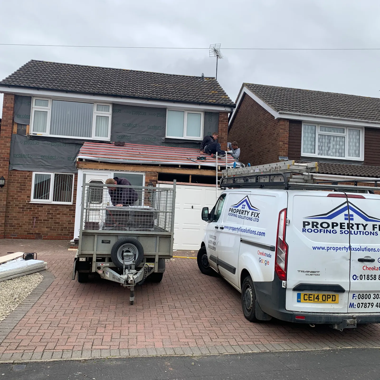 Roof replacement in progress market harborough