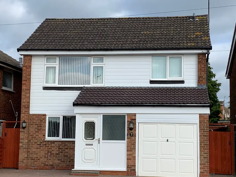 Finished roof and front on a detached house