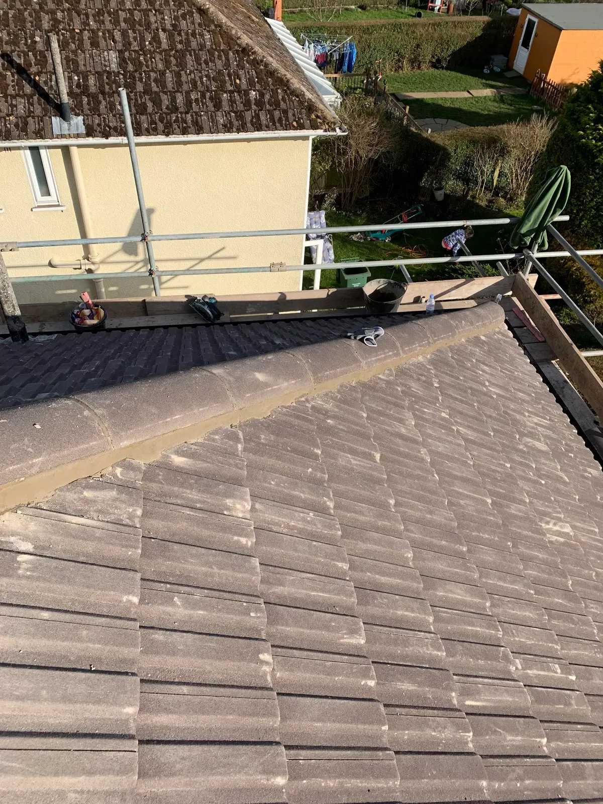 New roof tiles and verge on a pitched roof