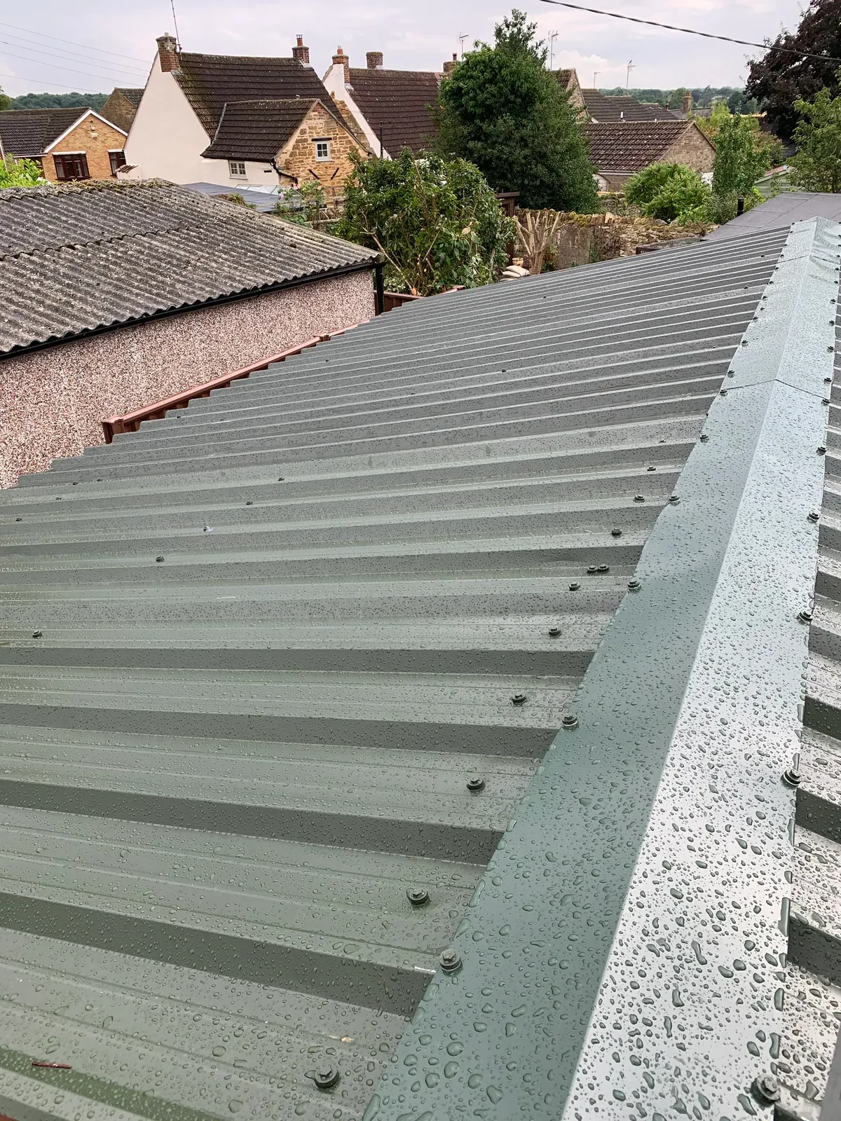 Corrugated roof sheets on a garage