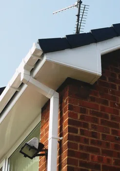 New white fascia and gutter corner